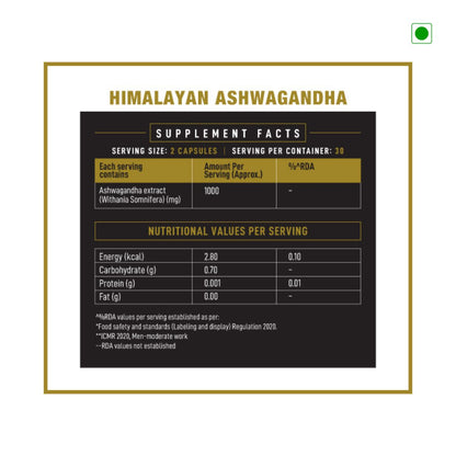 Himalayan Ashwagandha : Enhance Energy Capsule - 1000 MG